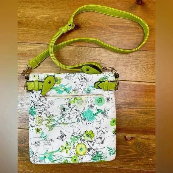 Floral Crossbody Bag | Lime Green | Vinyl Texture, Heavy - Picture 2 of 5